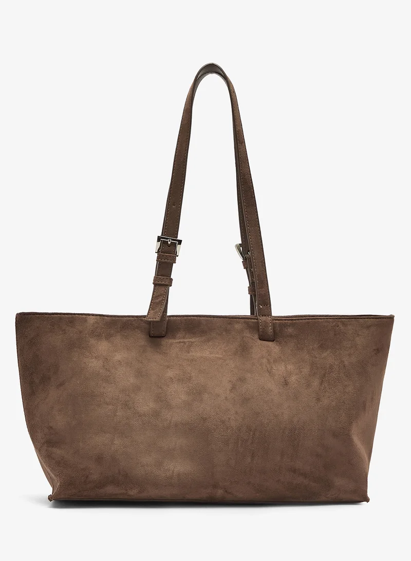 ELLA Suede East-To-West Tote Bag With Buckle
